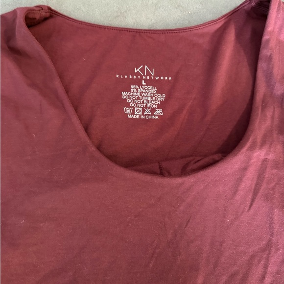 Women's Burgundy Long Sleeve Top - Picture 2 of 3